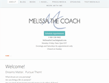 Tablet Screenshot of melissathecoach.com